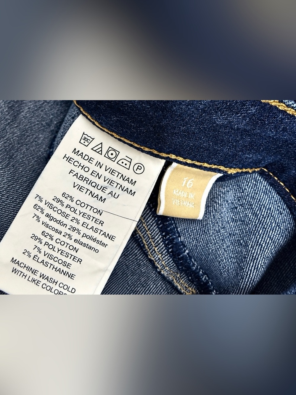 Michael Kors Dark Wash High Rise Cropped Wide Leg Stretch Denim Jeans Womens 16 - Picture 5 of 5